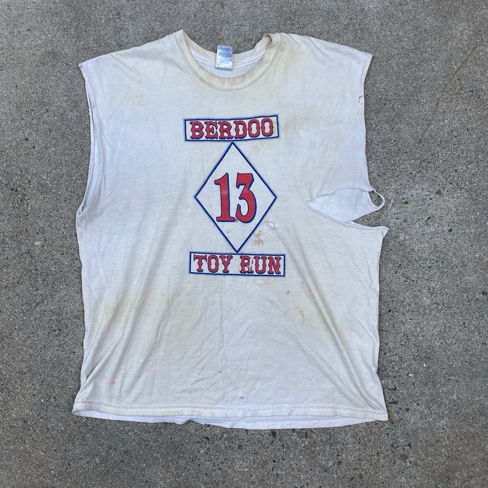 Thrashed Hells Angels Berdoo Cut Off Tee Shirt XL Biker Distressed 13 Outlaw